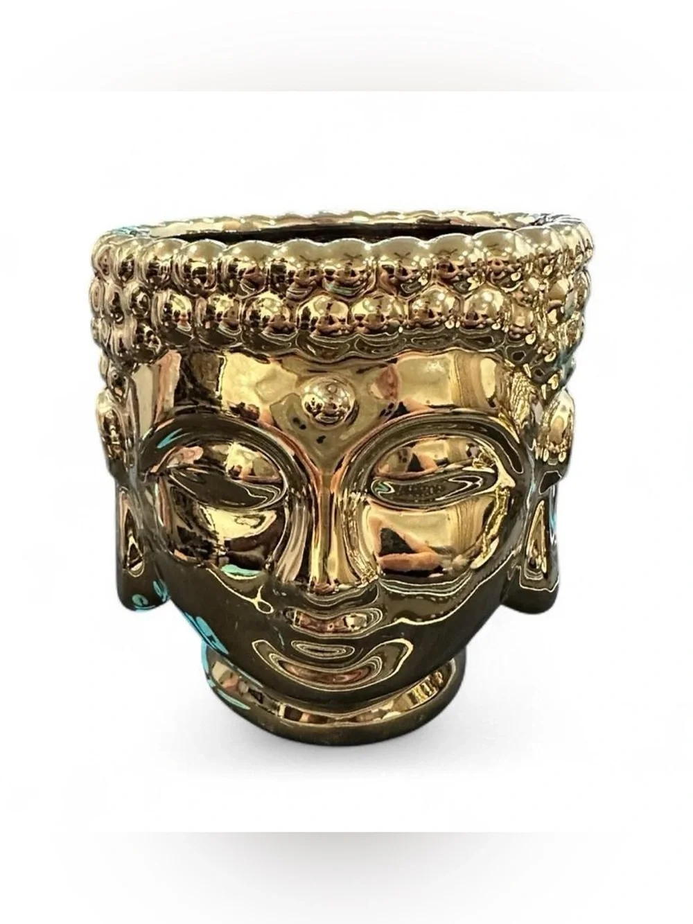 Gold Ceramic Buddha Head Accent Planter